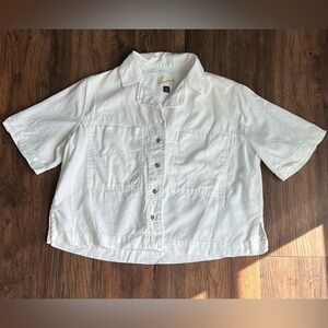 Cropped Linen Short Sleeve Shirt